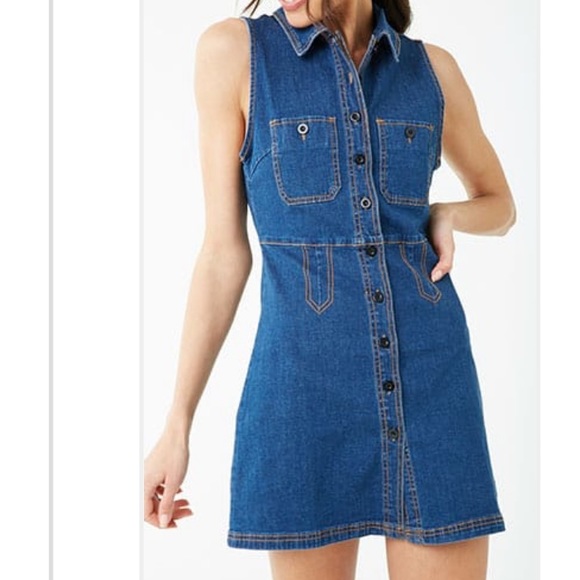 button down denim dress forever 21